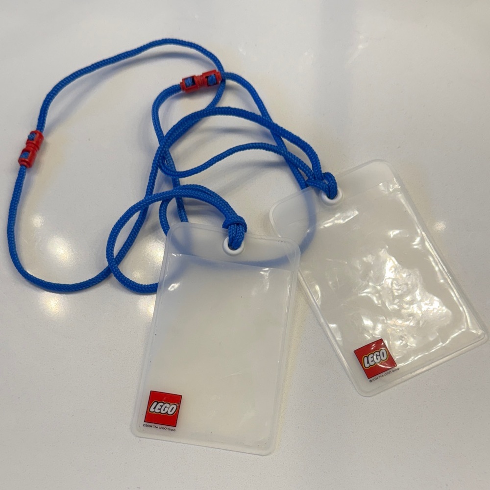 Set of 2 Lego Clear ID Badge Holders Lanyards with Brick Style Click Closure
